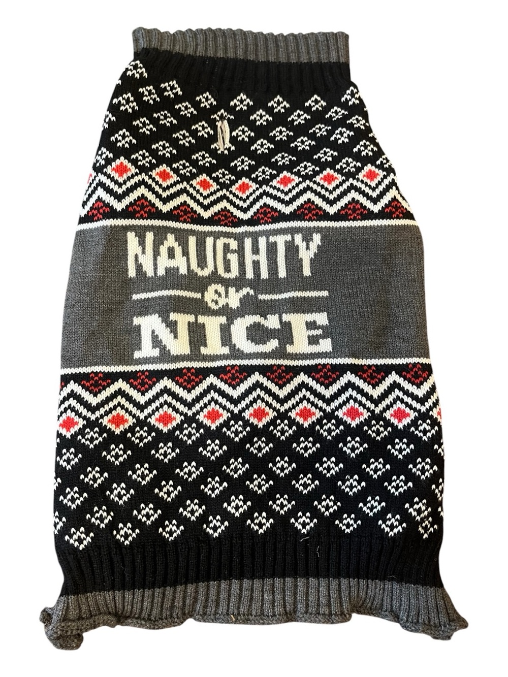 Holiday 'Naughty or Nice' Dog Sweater - Black & Gray